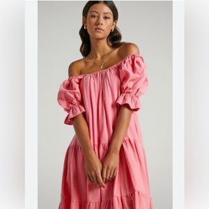 Brand New Pink Linen Midi Dress